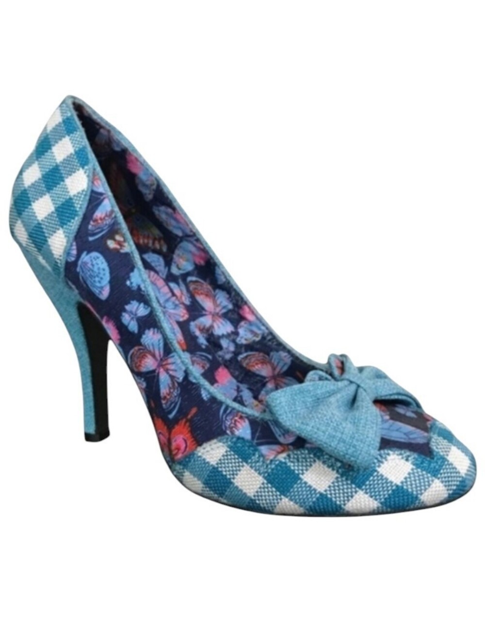 SALE 🛒 Dolce by Mojo Moxy Butterfly Heels | Bow Front Pumps | Blue Plaid